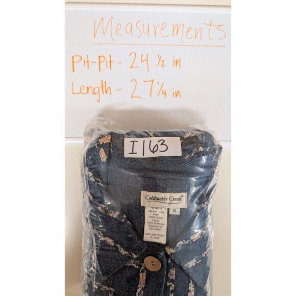 Vintage Coldwater Creek XL Jacket Denim Quilted Floral Embroidered Sequins Boho - Picture 3 of 8